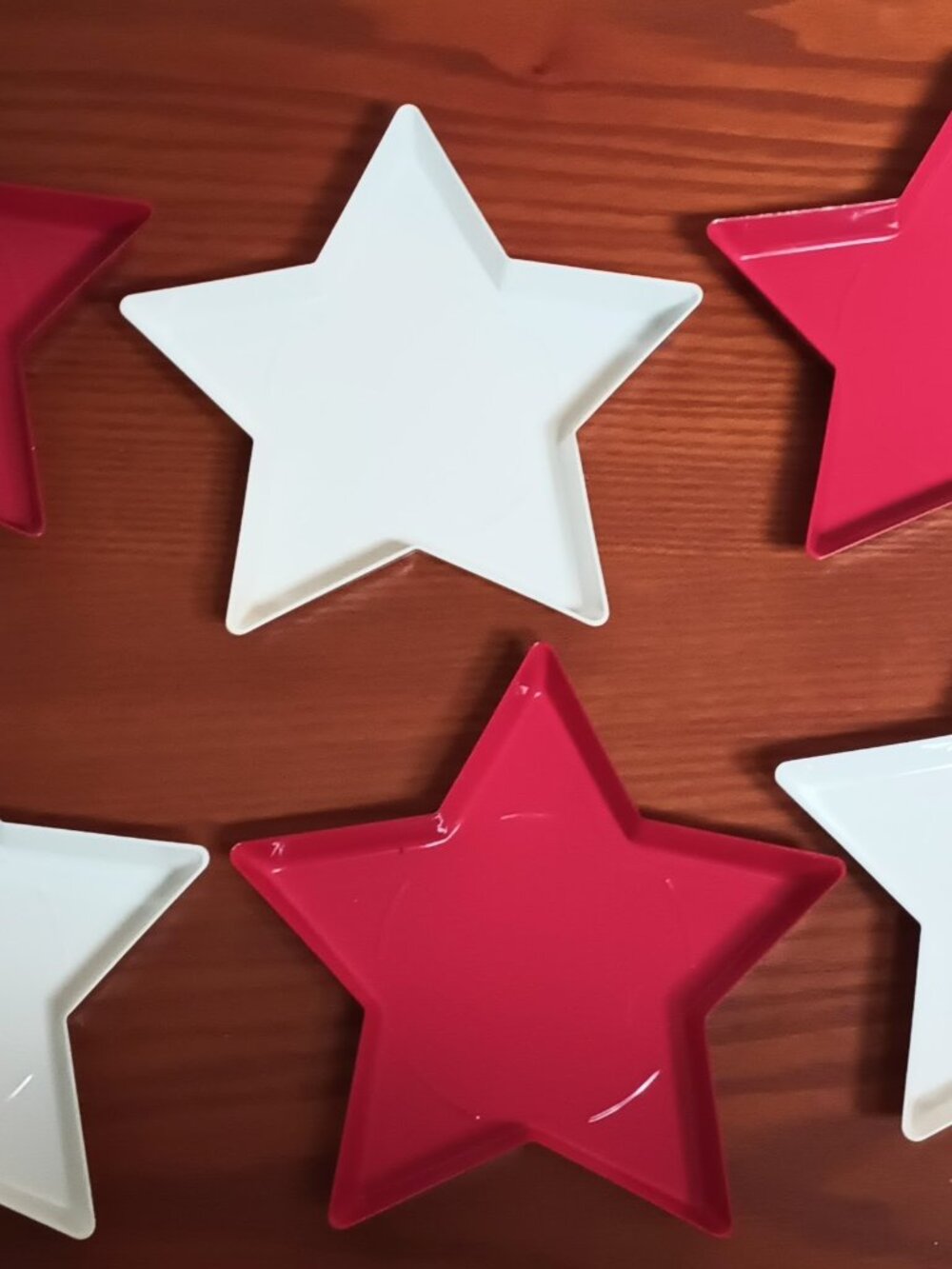 IKEA Set of 6 Star Metal Candle Holders Coasters Red White Christmas Holiday Jul